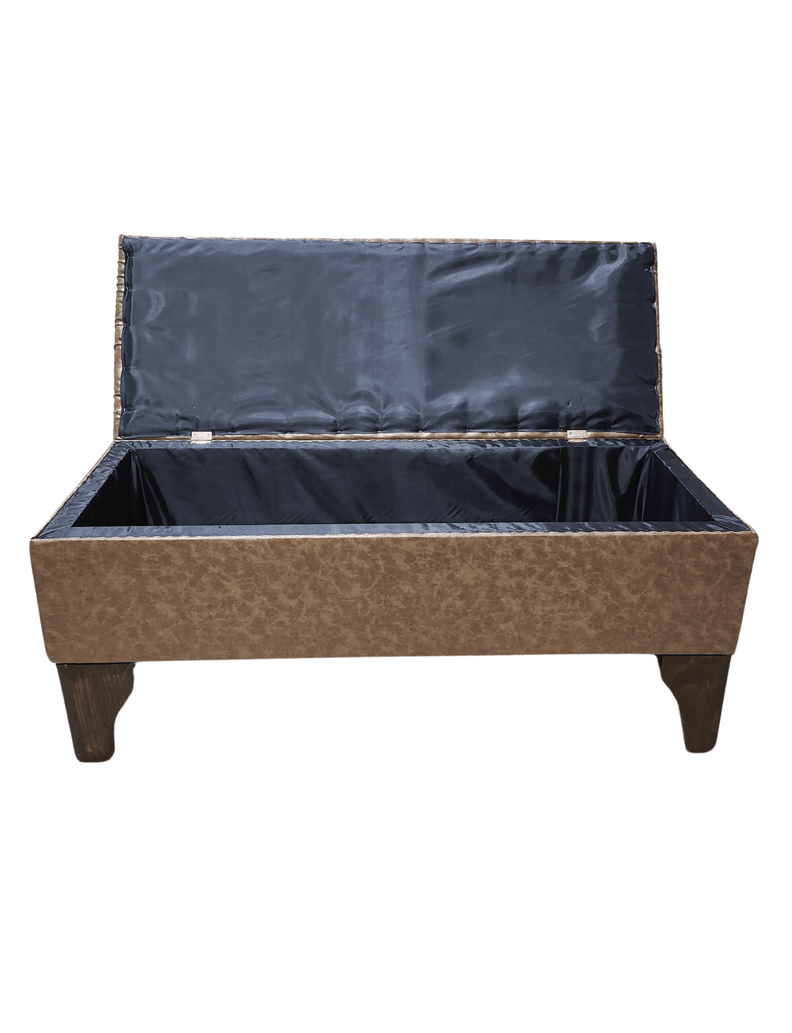 Baúl Botone Miel Marmoleado Eco Cuero Rimar 105x40x45x20-6