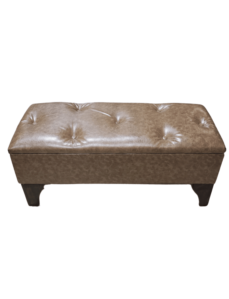 Baúl Botone Miel Marmoleado Eco Cuero Rimar 105x40x45x20-5