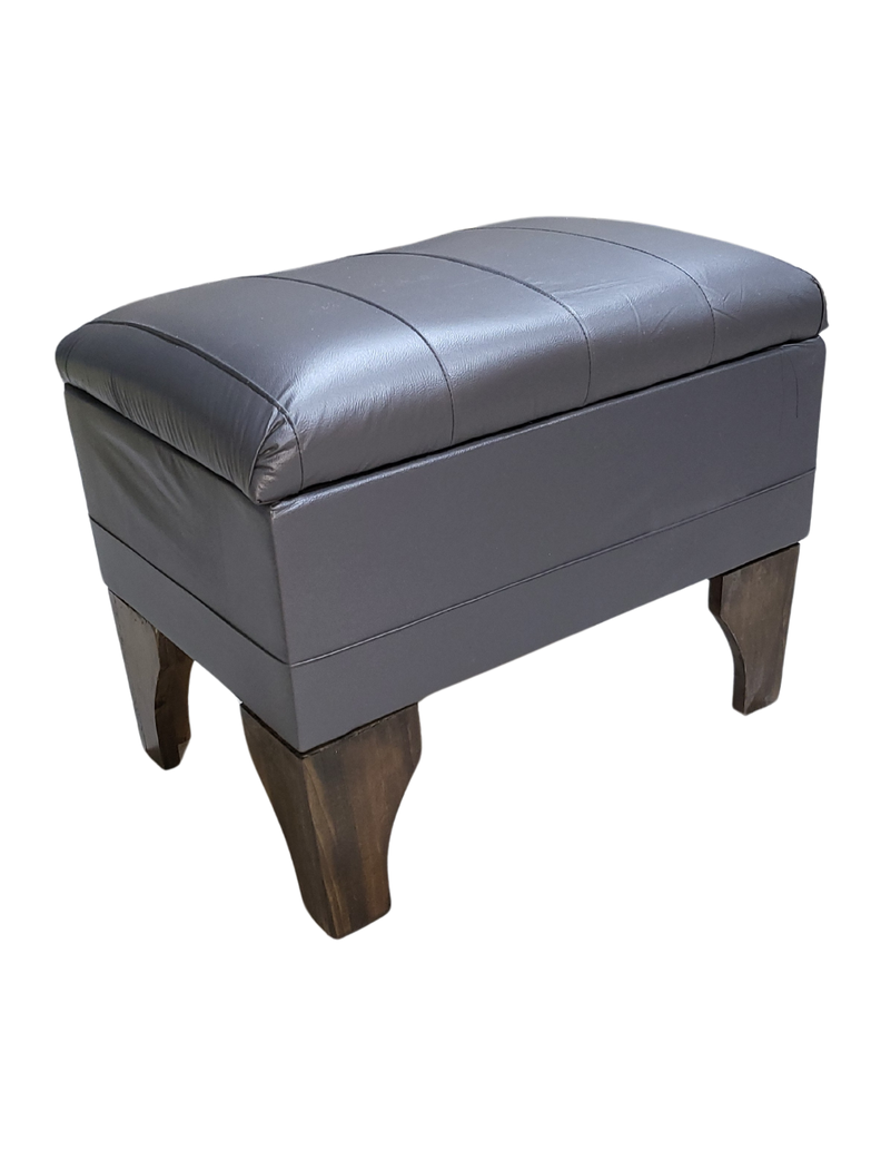 Banqueta Baúl Gris Eco Cuero 60x40x45x20  Muebles Rimar-1