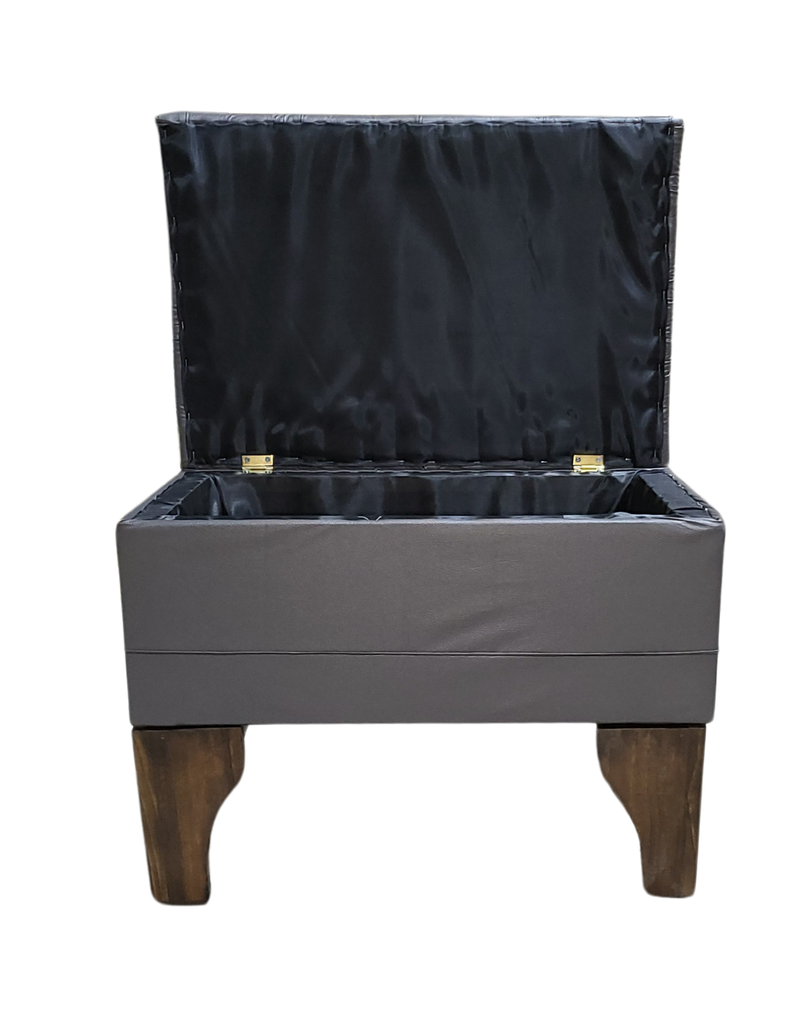 Banqueta Baúl Gris Eco Cuero 60x40x45x20  Muebles Rimar-5