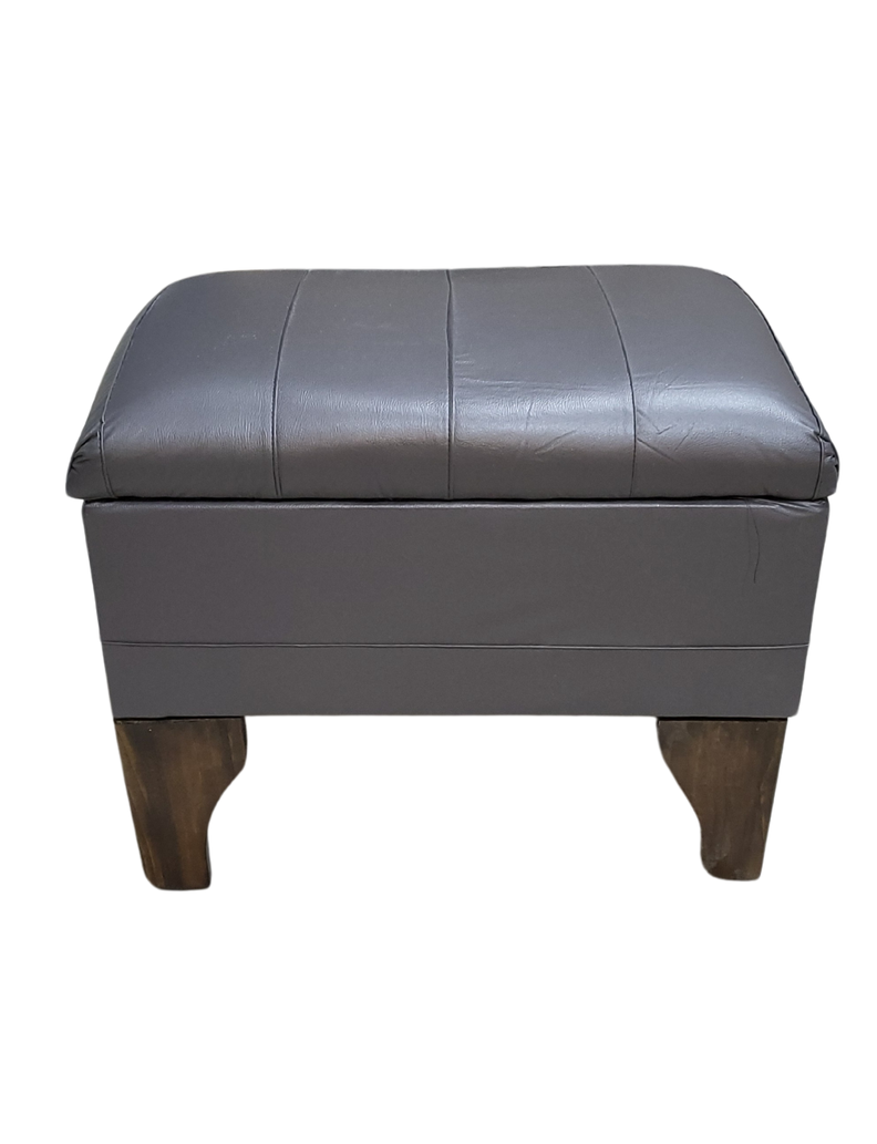 Banqueta Baúl Gris Eco Cuero 60x40x45x20  Muebles Rimar-2