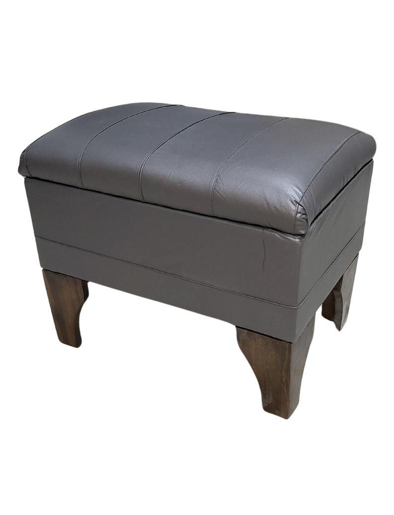 Banqueta Baúl Gris Eco Cuero 60x40x45x20  Muebles Rimar-3
