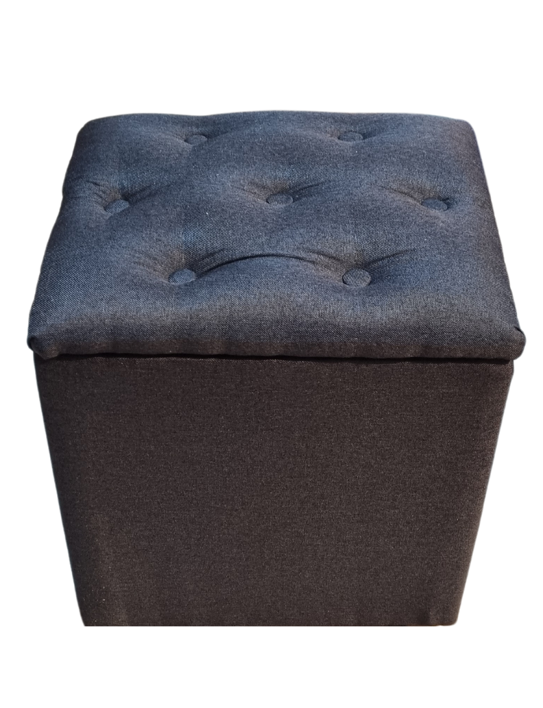 Pouf Baul Negro Lino Botone 40x33x50 Rimar-0