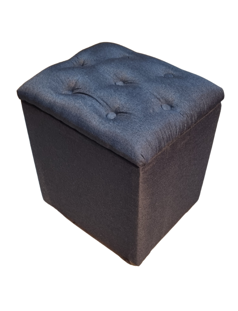 Pouf Baul Negro Lino Botone 40x33x50 Rimar-2