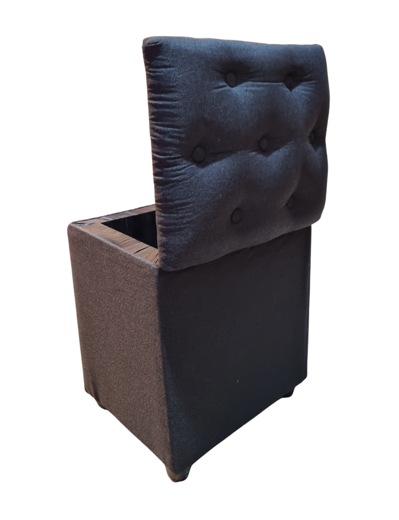 Pouf Baul Negro Lino Botone 40x33x50 Rimar-3
