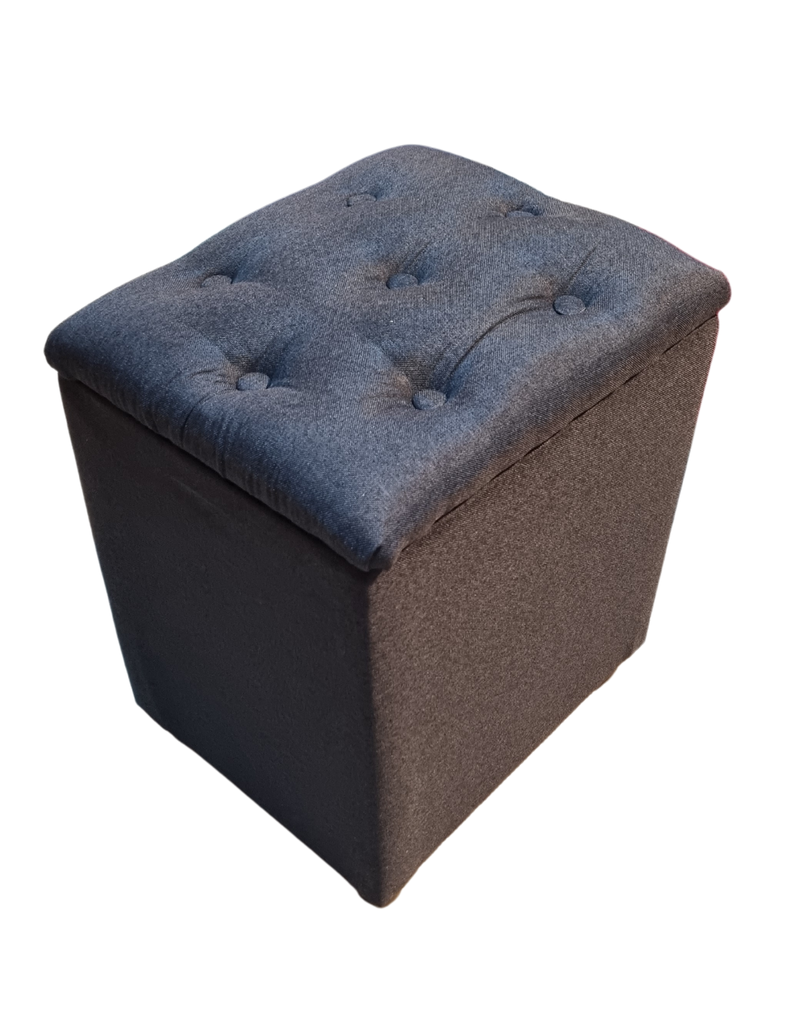 Pouf Baul Negro Lino Botone 40x33x50 Rimar-5