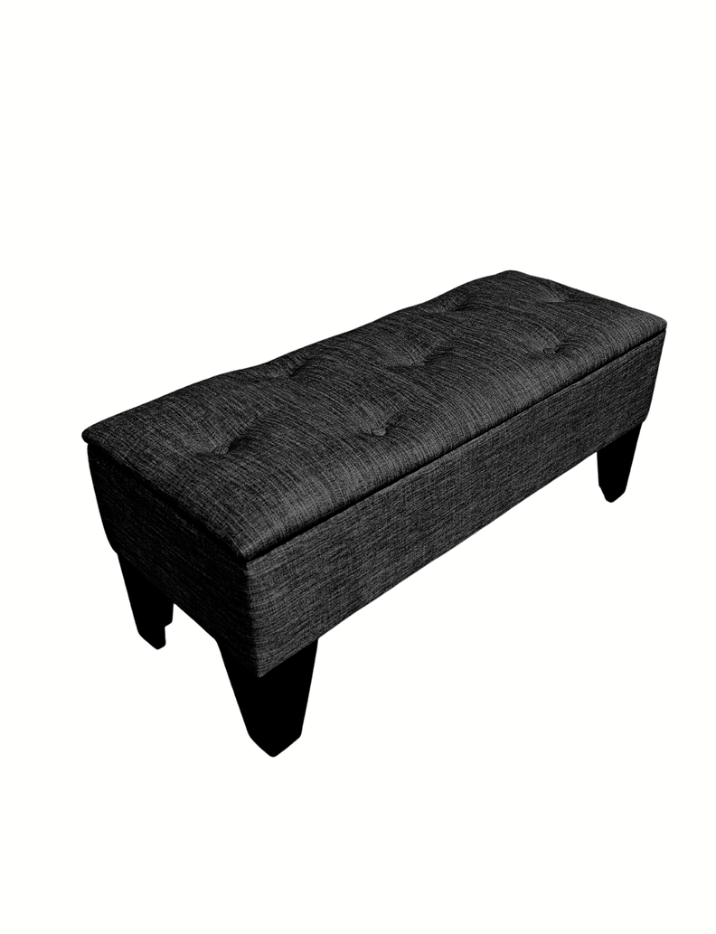 Banqueta Baúl Botone Negro Lino Muebles Rimar-5