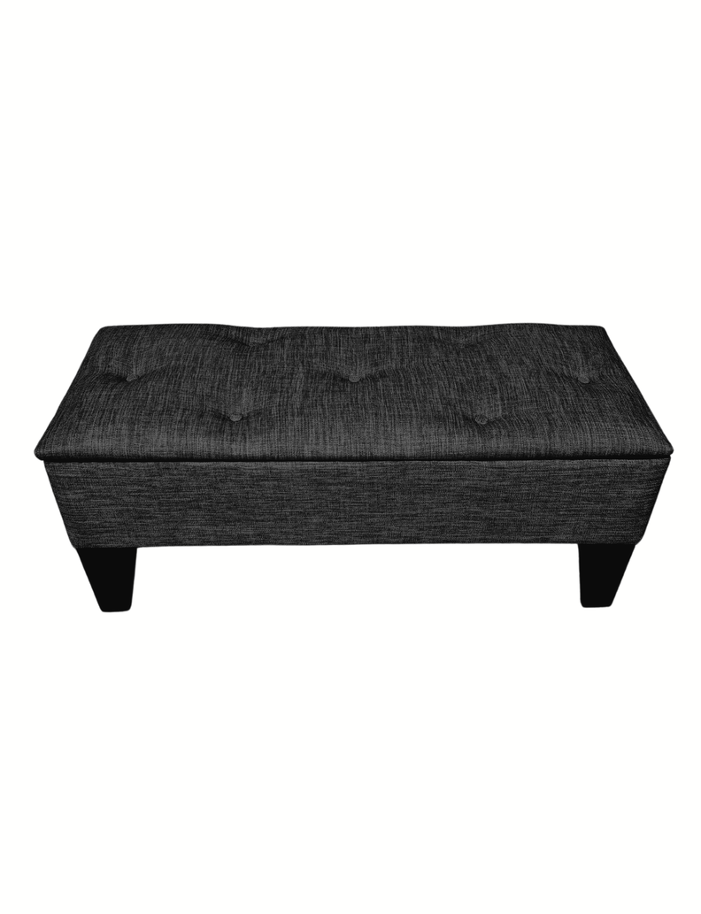 Banqueta Baúl Botone Negro Lino Muebles Rimar-4