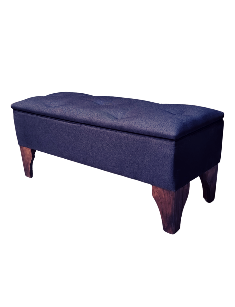 Banqueta Baúl Botone Negro Lino Muebles Rimar-2