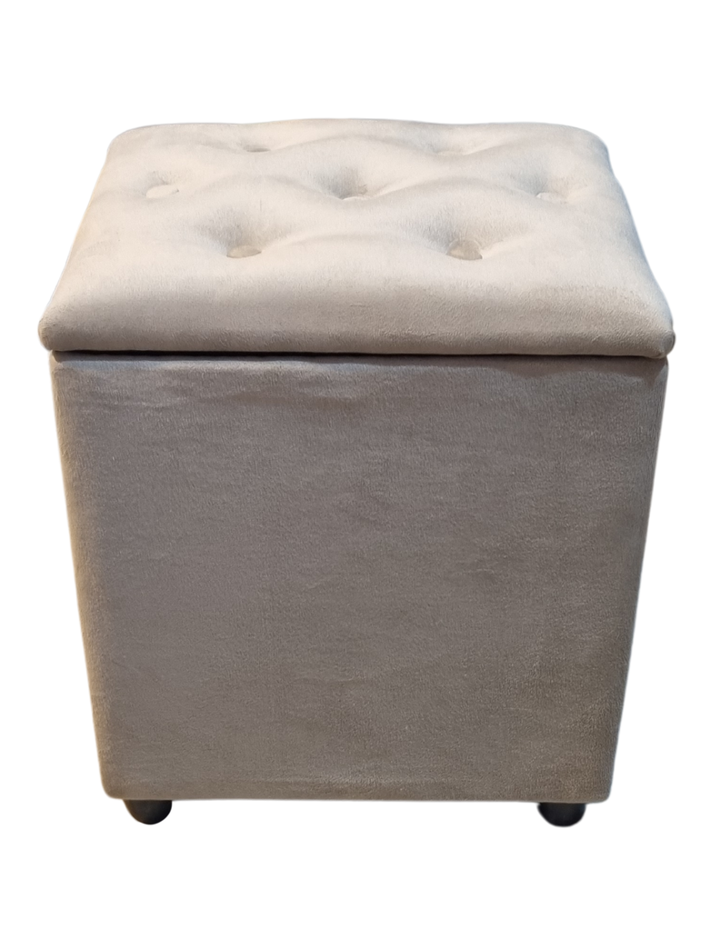 Pouf Baul Beige Felpa Botone 40x33x50 Rimar-0