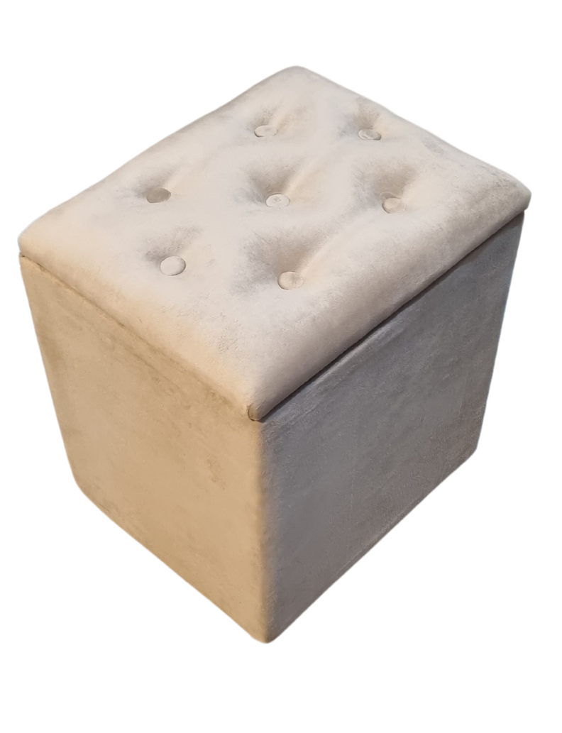 Pouf Baul Beige Felpa Botone 40x33x50 Rimar-1