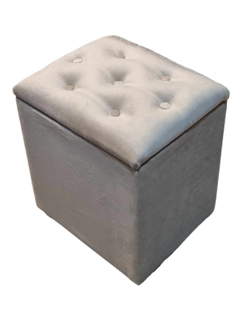 Pouf Baul Beige Felpa Botone 40x33x50 Rimar-2