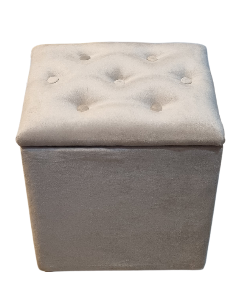 Pouf Baul Beige Felpa Botone 40x33x50 Rimar-3