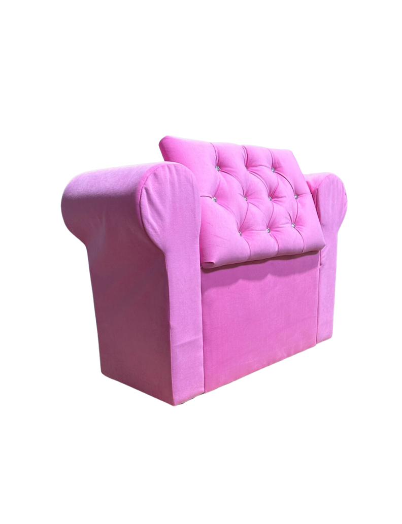 Banqueta Baúl Con Brazos Fucsia Felpa Diamante 100x40x60 Rimar-4