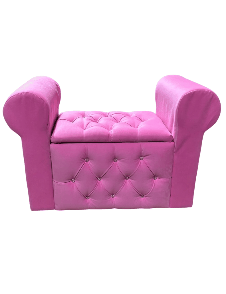 Banqueta Baúl Con Brazos Fucsia Felpa Diamante 100x40x60 Rimar-7