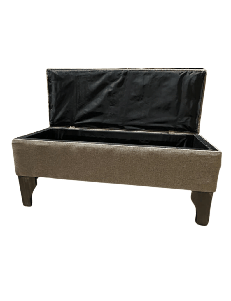 Banqueta Baúl Botón Chocolate Felpa Rimar 105x40x45x20-5