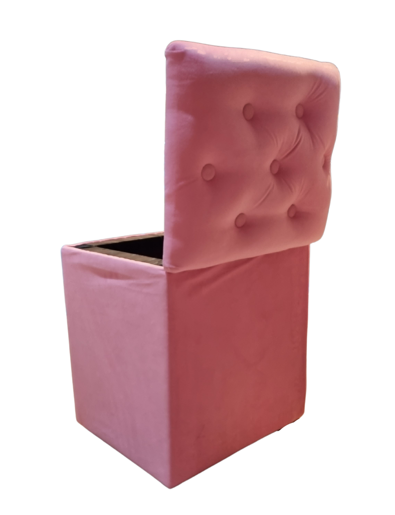 Pouf Baul Rosado Felpa Botone 40x33x50 Rimar-3