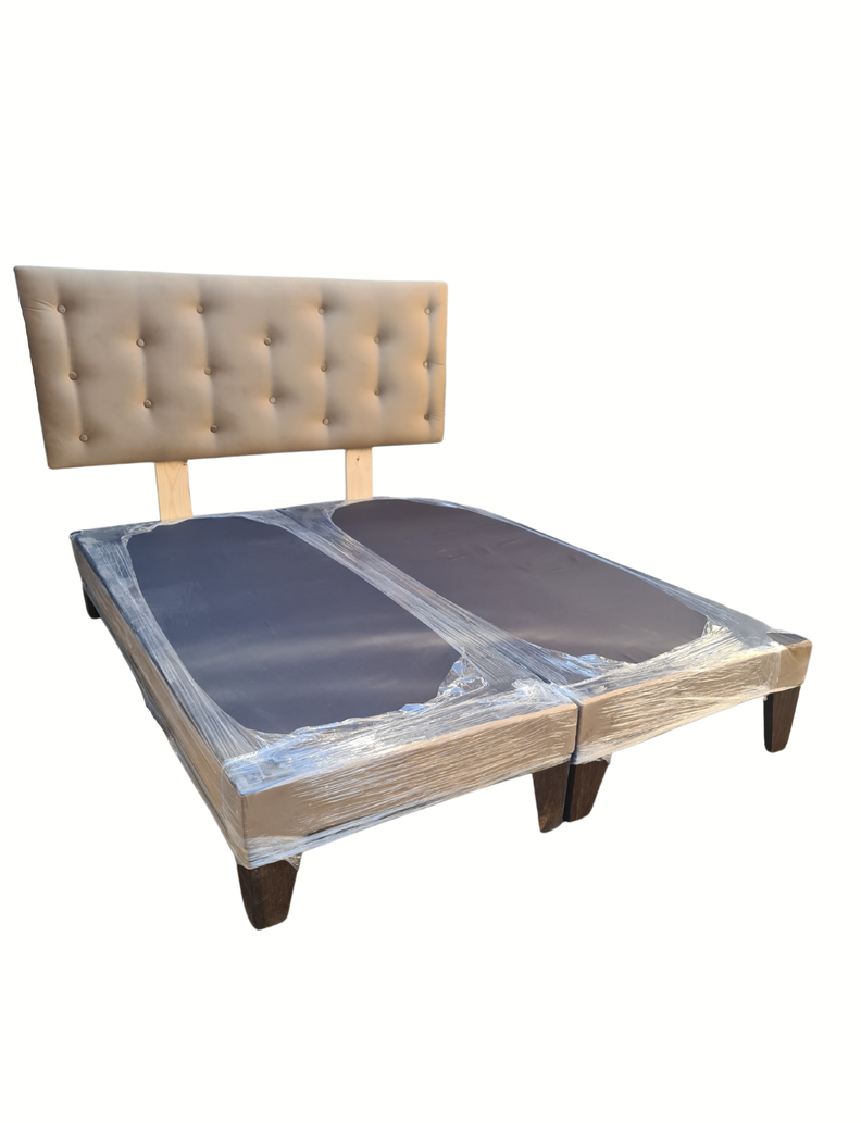 Base Div 2P + Respaldo Botoné Beige Felpa Muebles Rimar -1