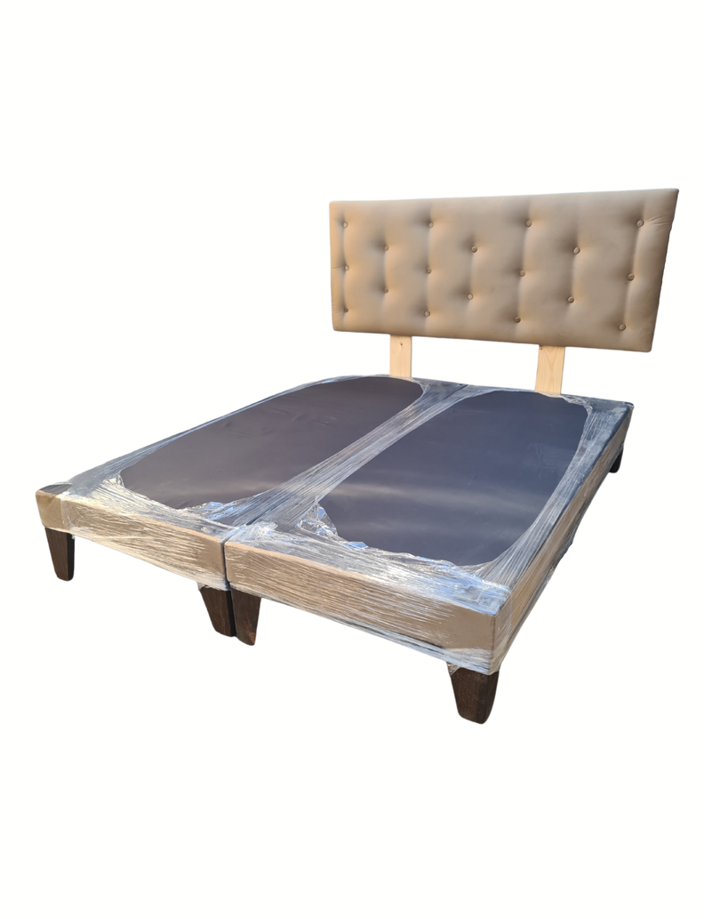 Base Div 2P + Respaldo Botoné Beige Felpa Muebles Rimar -2