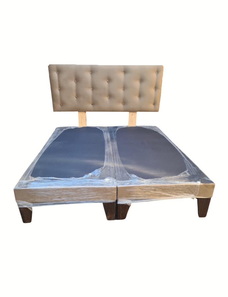 Base Div 2P + Respaldo Botoné Beige Felpa Muebles Rimar -0
