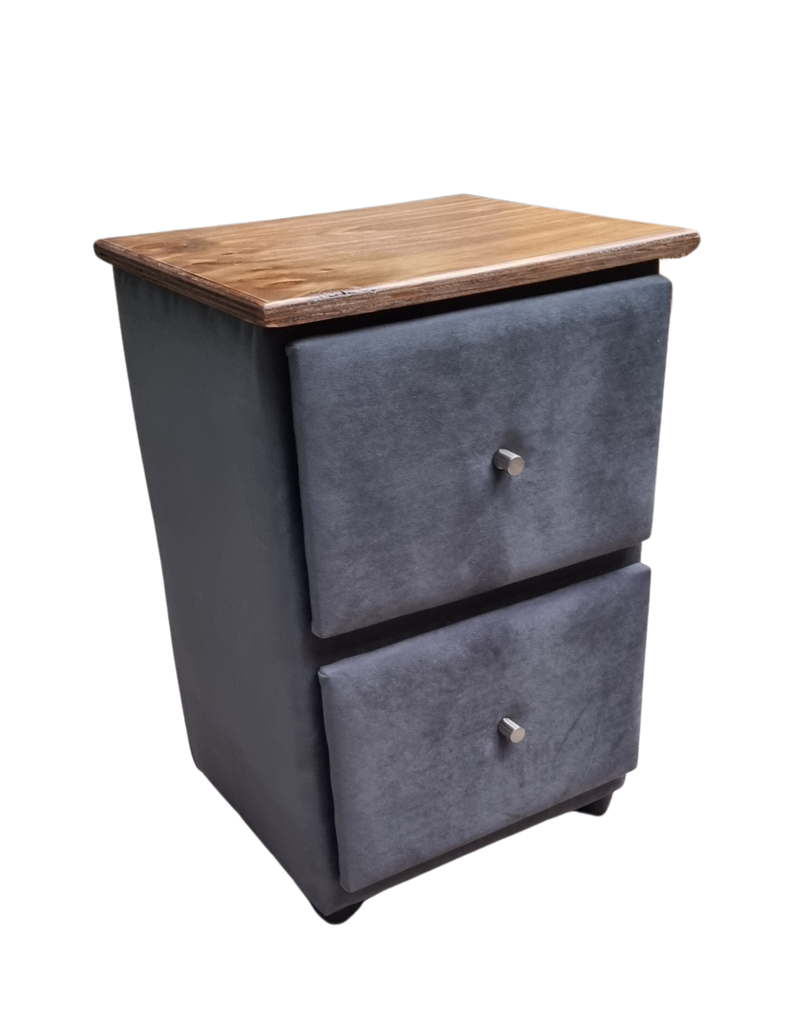 Velador Doble Cajon Gris Felpa -1