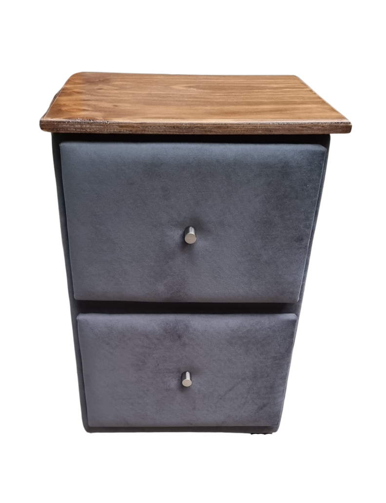 Velador Doble Cajon Gris Felpa -0