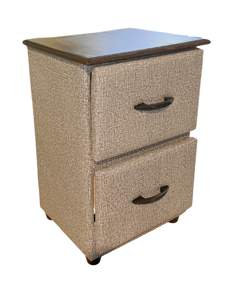 Veladores Doble Cajón Gris Jaspiado Muebles Rimar-1
