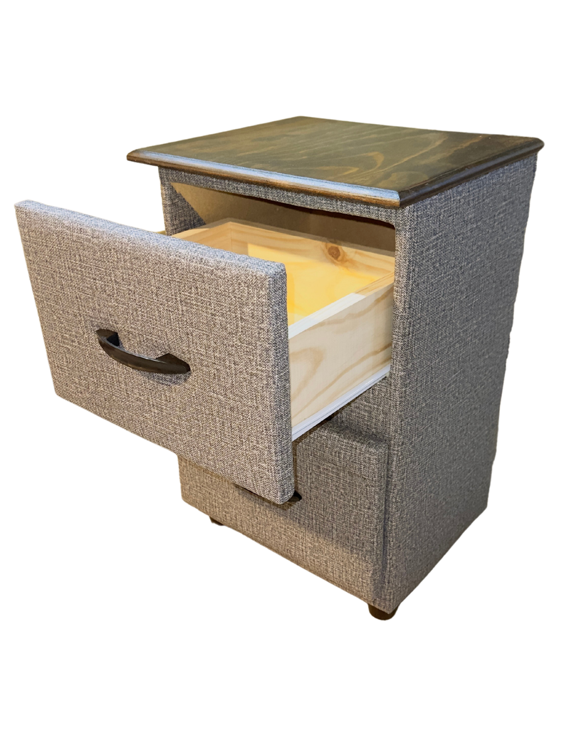 Veladores Doble Cajón Gris Jaspiado Muebles Rimar-4