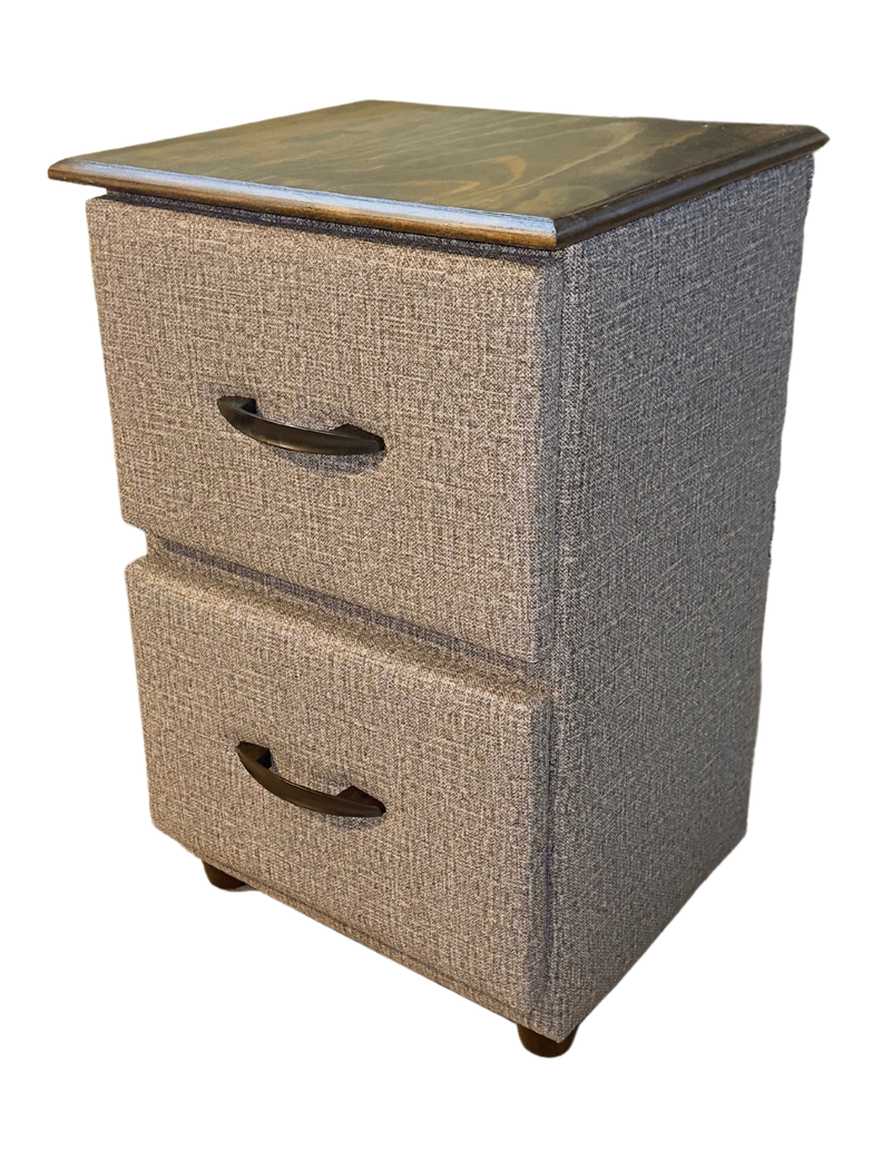 Veladores Doble Cajón Gris Jaspiado Muebles Rimar-2