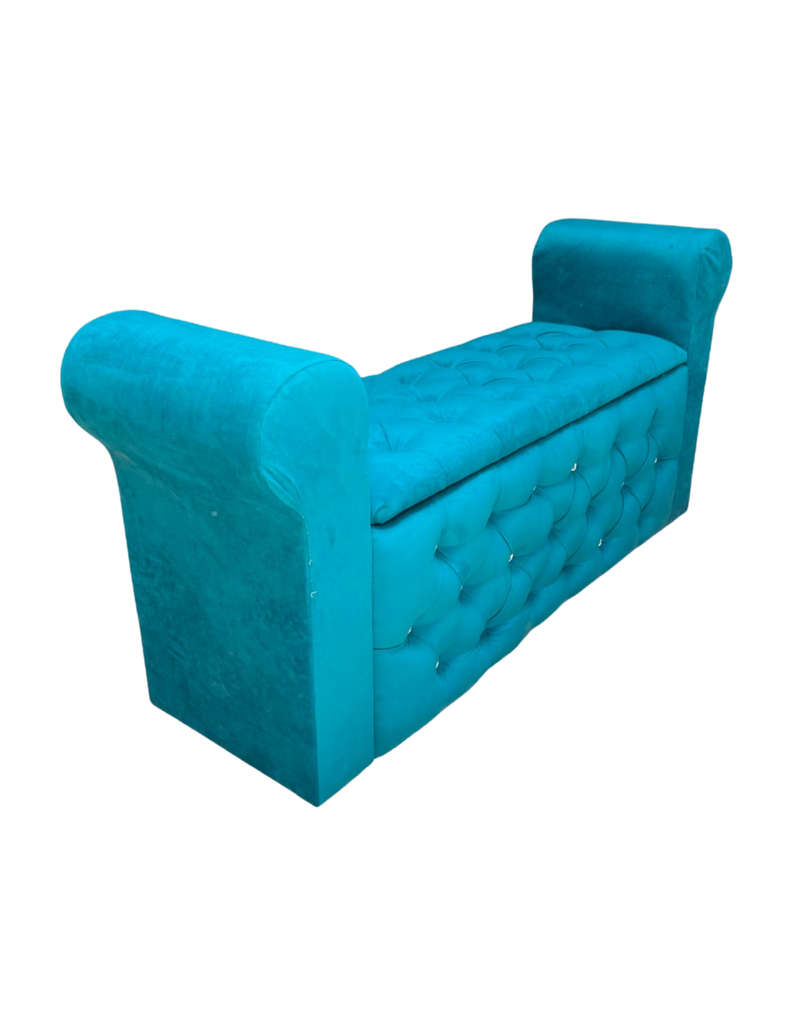 Banqueta Baúl Botone Con Brazos Lake Felpa Mueble-1