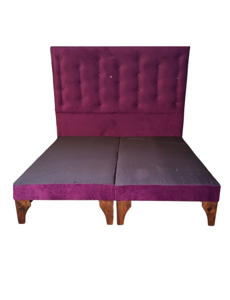 Base Europea Dividida + Respaldo a Piso Morado Felpa -0