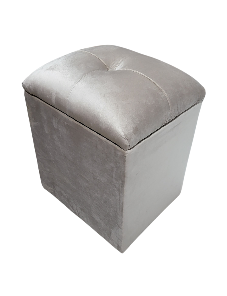 Pouf Baul Beige Felpa 40x33x50 Rimar-3