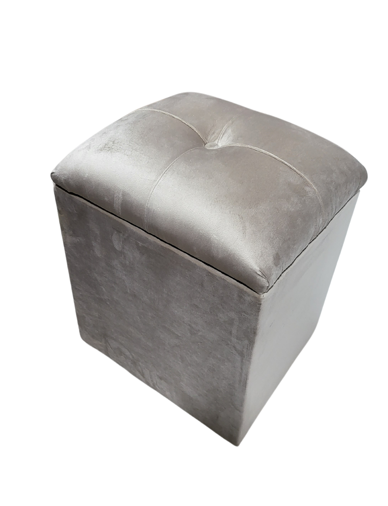 Pouf Baul Beige Felpa 40x33x50 Rimar-4