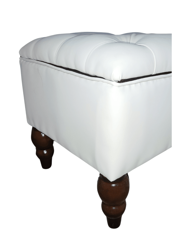 Banqueta Baul Capitoné Reina Crudo Eco Cuero Botón Diamante 120x40x42x20 Rimar-0