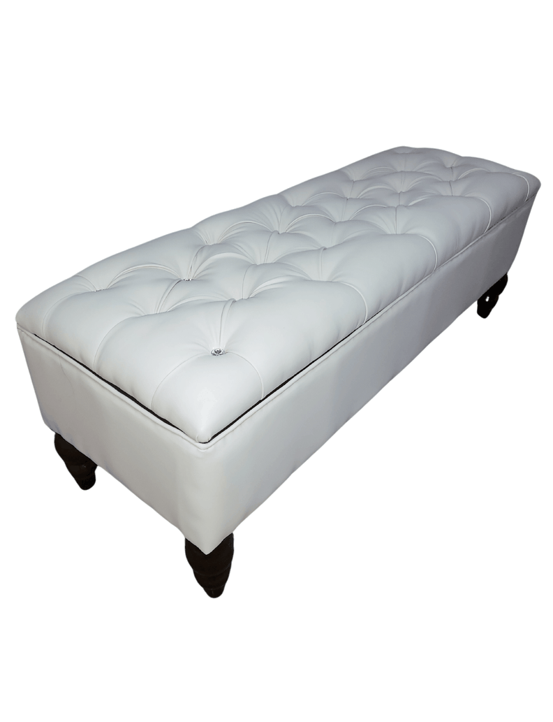 Banqueta Baul Capitoné Reina Crudo Eco Cuero Botón Diamante 120x40x42x20 Rimar-1