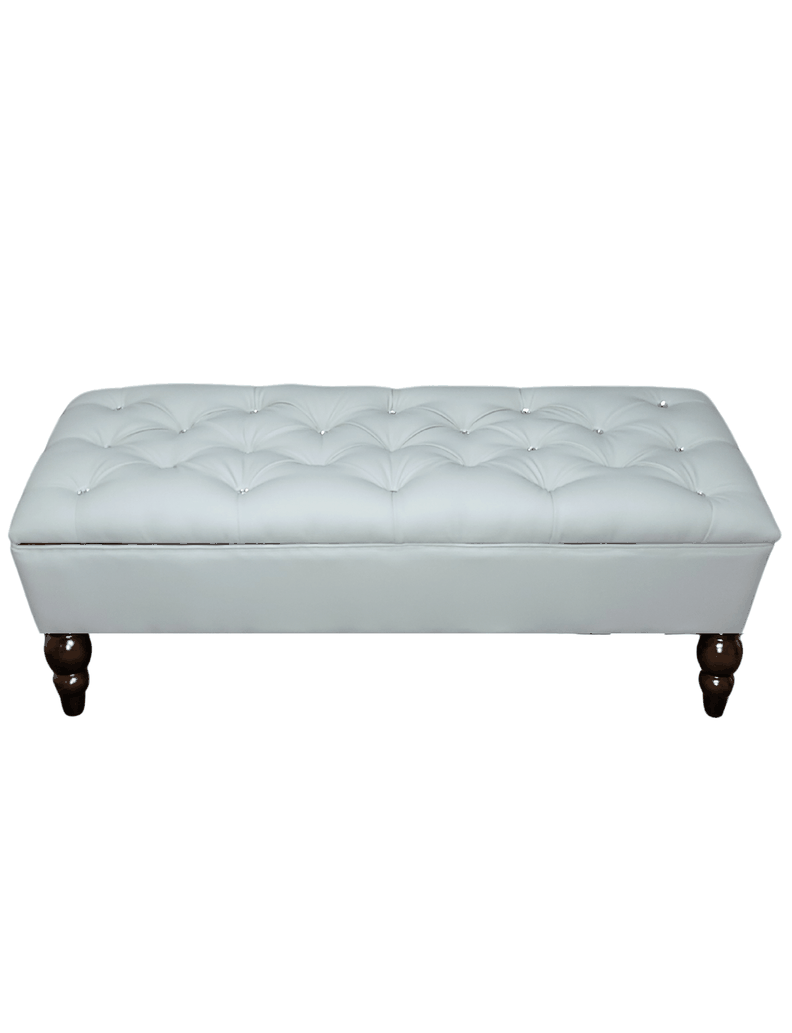 Banqueta Baul Capitoné Reina Crudo Eco Cuero Botón Diamante 120x40x42x20 Rimar-2