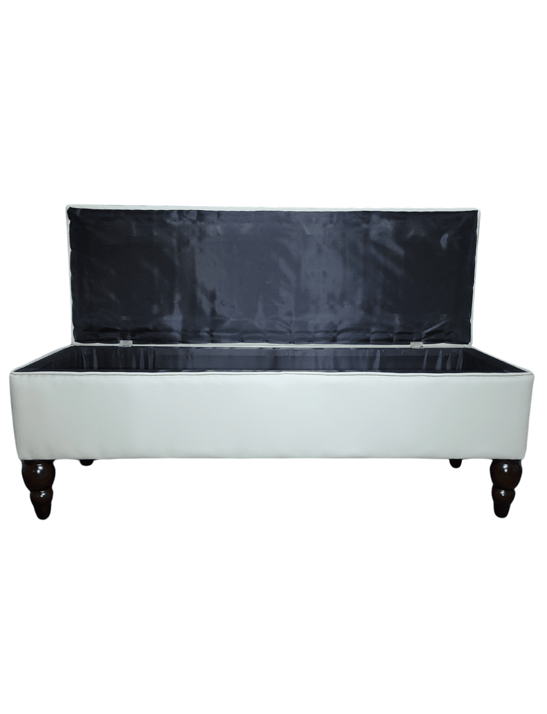 Banqueta Baul Capitoné Reina Crudo Eco Cuero Botón Diamante 120x40x42x20 Rimar-5