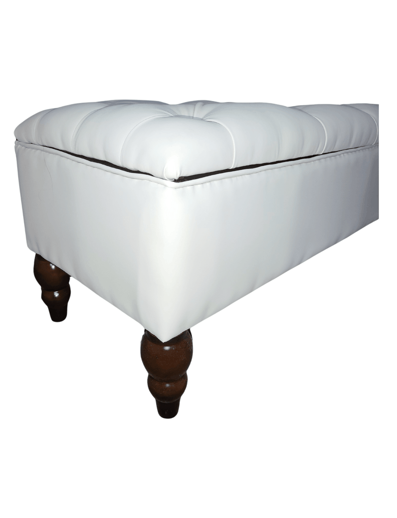 Banqueta Baul Capitoné Reina Crudo Eco Cuero Botón Diamante 120x40x42x20 Rimar-6
