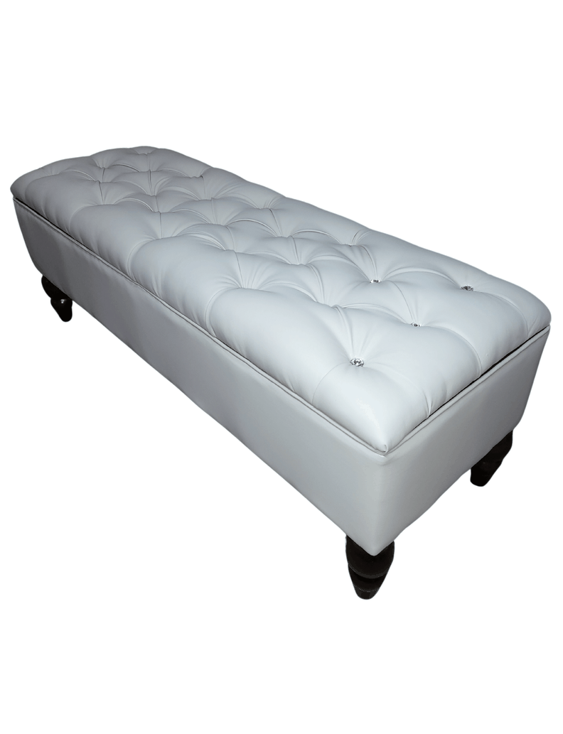 Banqueta Baul Capitoné Reina Crudo Eco Cuero Botón Diamante 120x40x42x20 Rimar-7