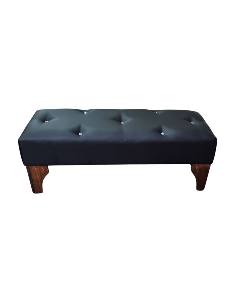 BANQUETA NEGRA ECO CUERO BOTON DIAMANTE -0
