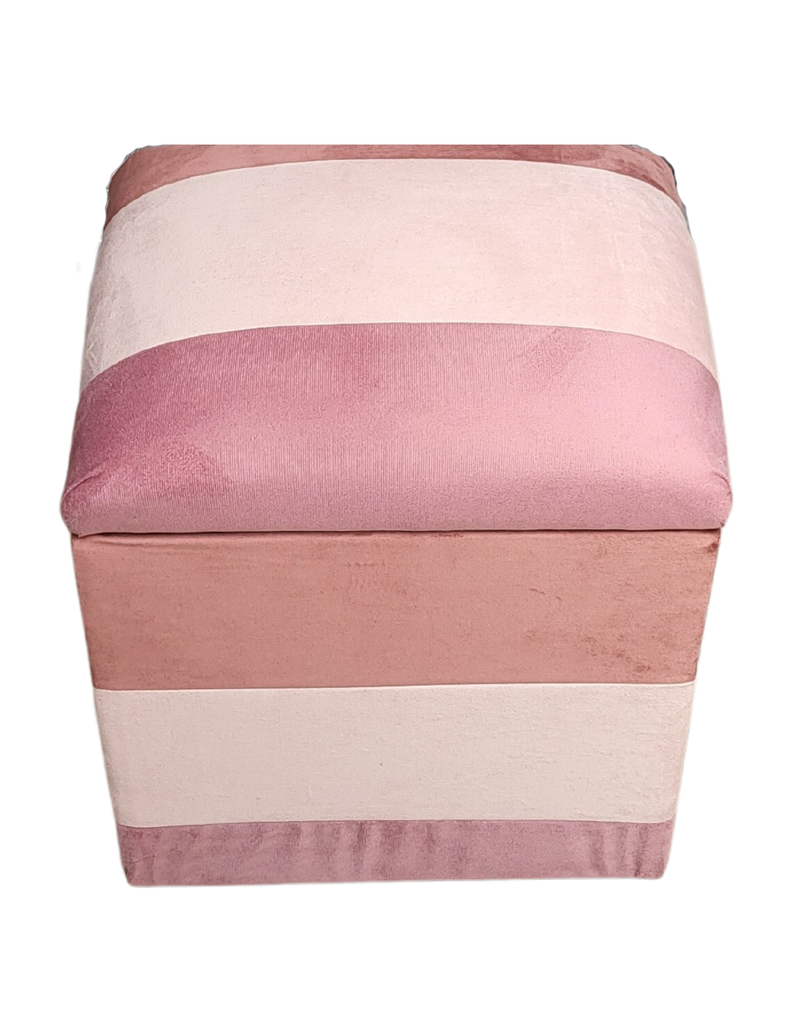 Pouf Baul Bicolor Rosas Felpa 40x33x50 Muebles Rimar-0
