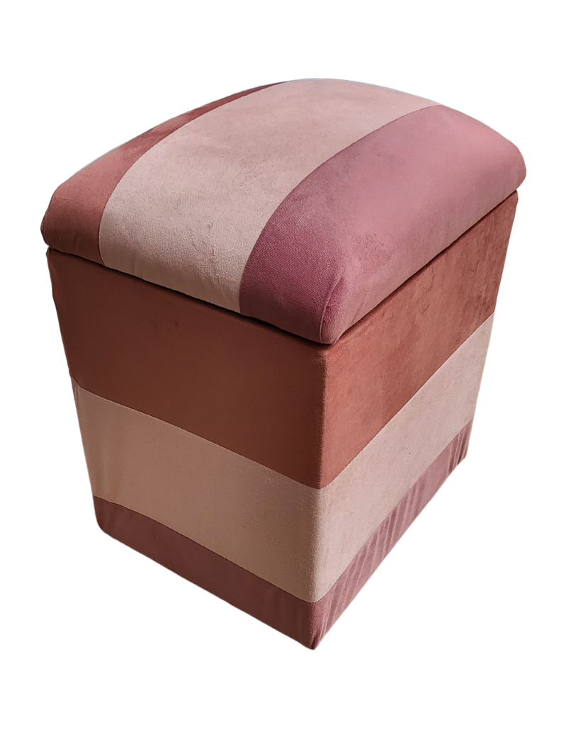 Pouf Baul Bicolor Rosas Felpa 40x33x50 Muebles Rimar-1