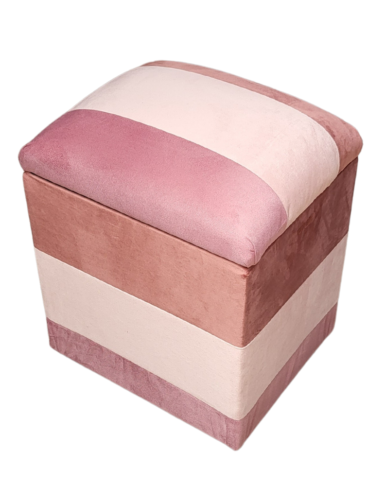 Pouf Baul Bicolor Rosas Felpa 40x33x50 Muebles Rimar-2