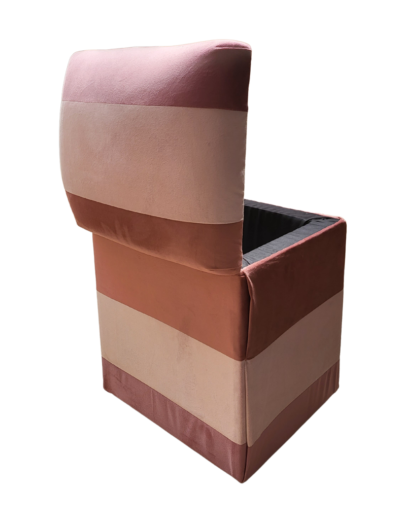 Pouf Baul Bicolor Rosas Felpa 40x33x50 Muebles Rimar-3