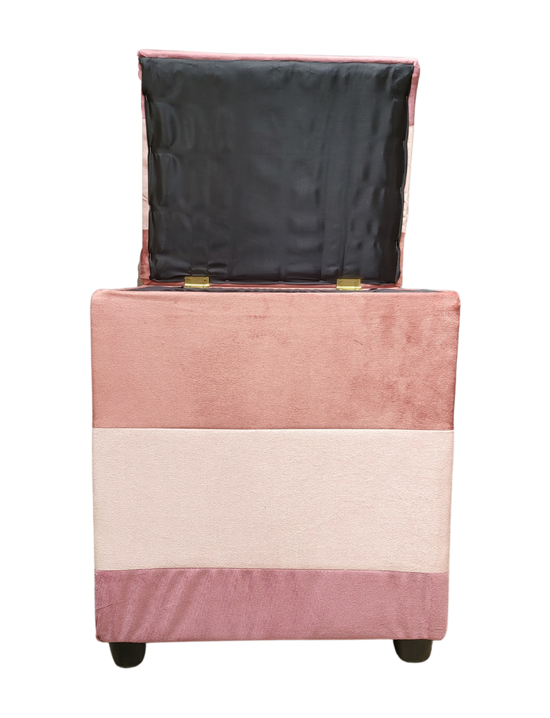 Pouf Baul Bicolor Rosas Felpa 40x33x50 Muebles Rimar-4