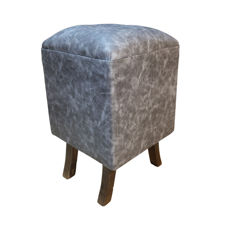Pouf Gris Eco Cuero 35x35x60 Muebles Rimar-1
