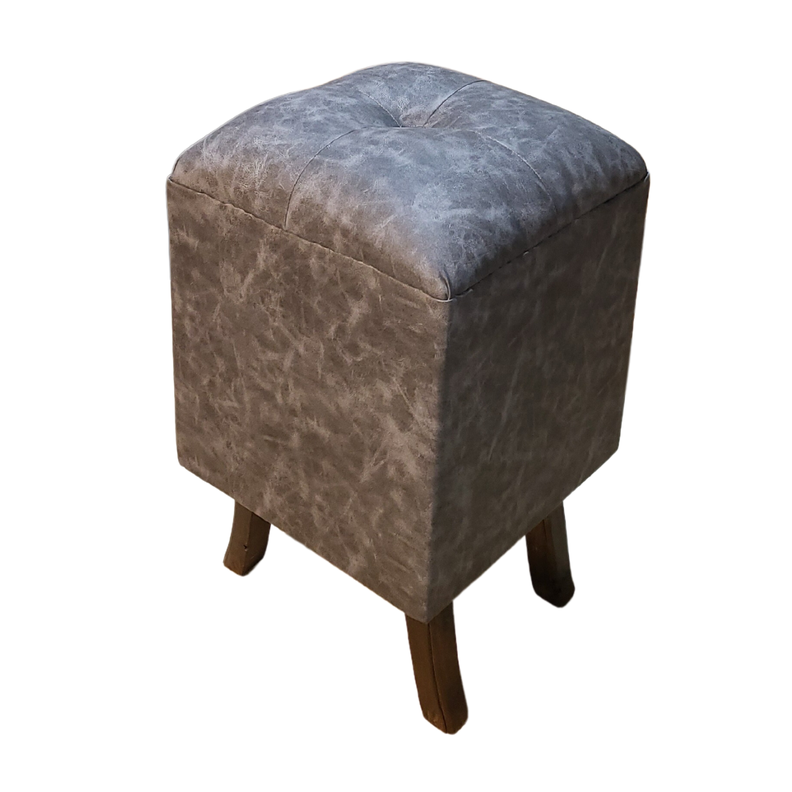 Pouf Gris Eco Cuero 35x35x60 Muebles Rimar-2