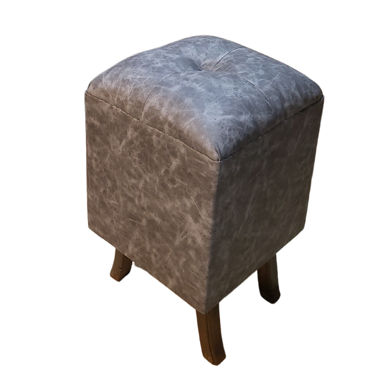 Pouf Gris Eco Cuero 35x35x60 Muebles Rimar-3