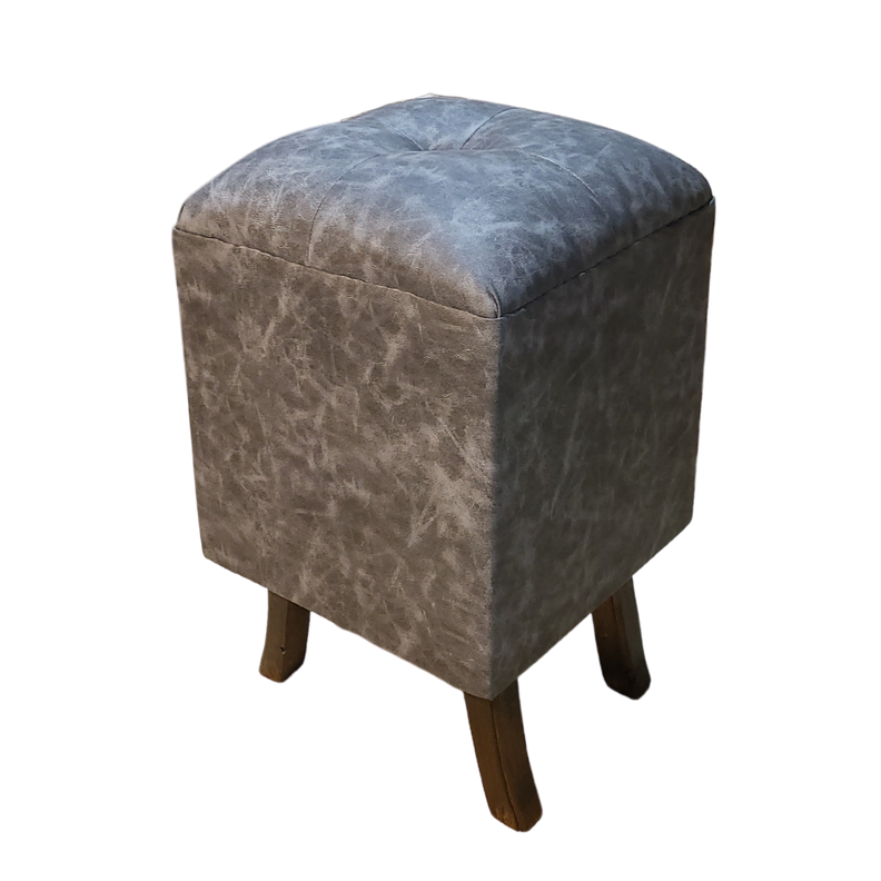 Pouf Gris Eco Cuero 35x35x60 Muebles Rimar-4
