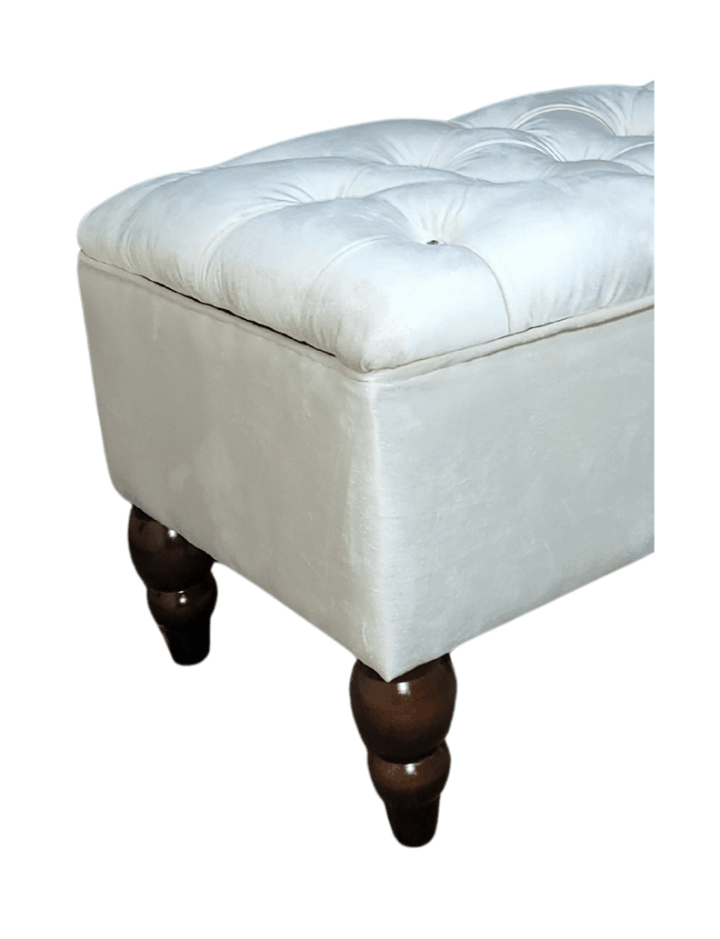 Banqueta Baul Capitoné Reina Crudo Felpa Botón Diamante 120x40x42x20 Rimar-0